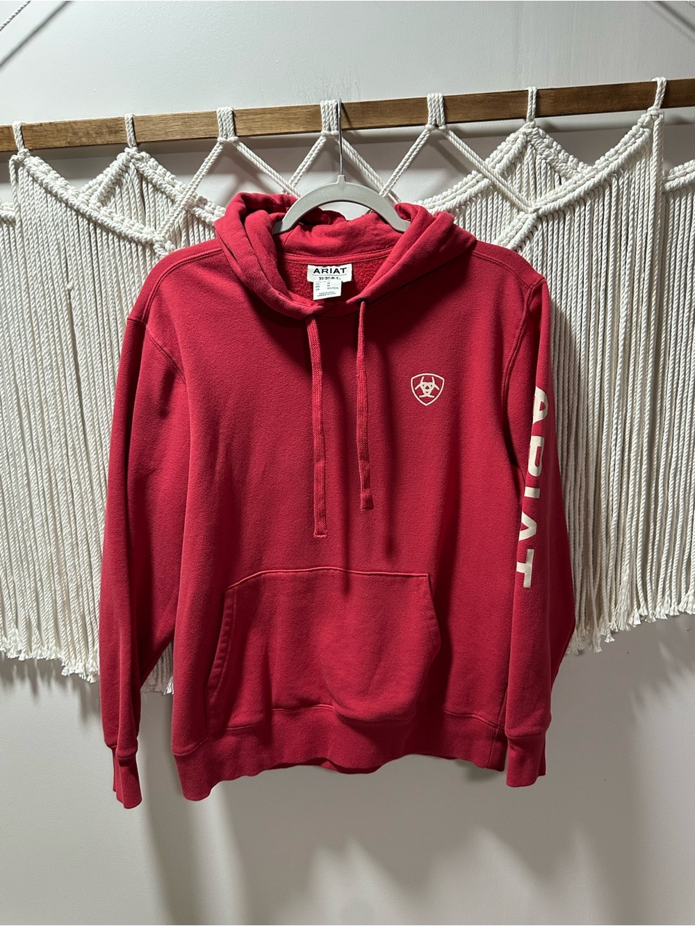 Ariat Red Pullover Hoodie with Sleeve Logo